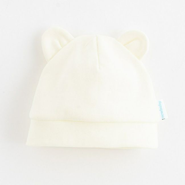 Caciulita nou nascut, Cu urechi, Marime 56, Din bumbac 100%, New Baby, Beige BYN51008