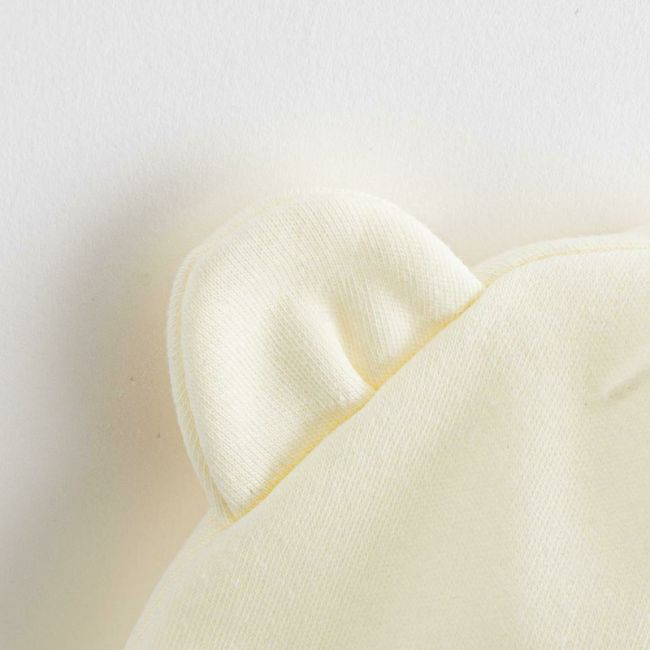 Caciulita nou nascut, Cu urechi, Marime 56, Din bumbac 100%, New Baby, Beige BYN51008