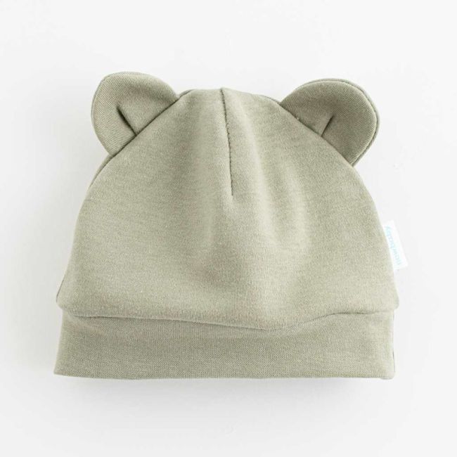 Caciulita nou nascut, Cu urechi, Marime 56, Din bumbac 100%, New Baby, Green BYN51011