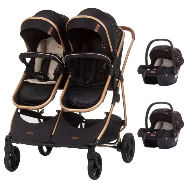 Carucior gemeni chipolino duo smart 3 in 1 ebony hubst-kbds02301eb