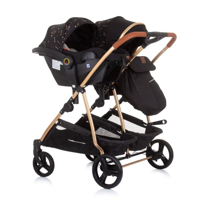 Carucior gemeni chipolino duo smart 3 in 1 ebony hubst-kbds02301eb