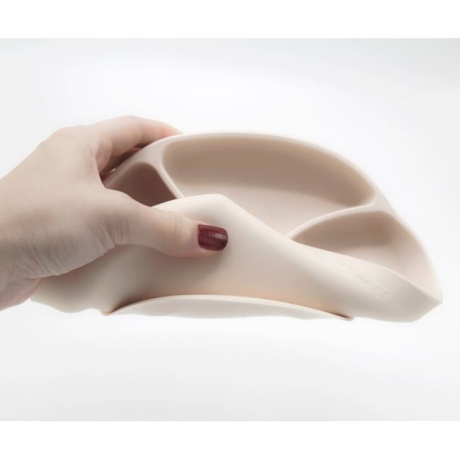 Farfurie din silicon cu 3 compartimente pentru auto-diversificare BabyJem (Culoare: Latte) JEMbj_7155