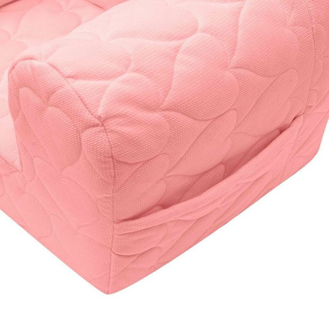 Fotoliu din burete pentru copii, Cu buzunar lateral, Din tesatura de catifea, Cu Husa detasabila, Hearts, Din materiale certificate Oeko Tex Standard 100, New Baby, 9 luni - 5 ani, Pink BYN48053