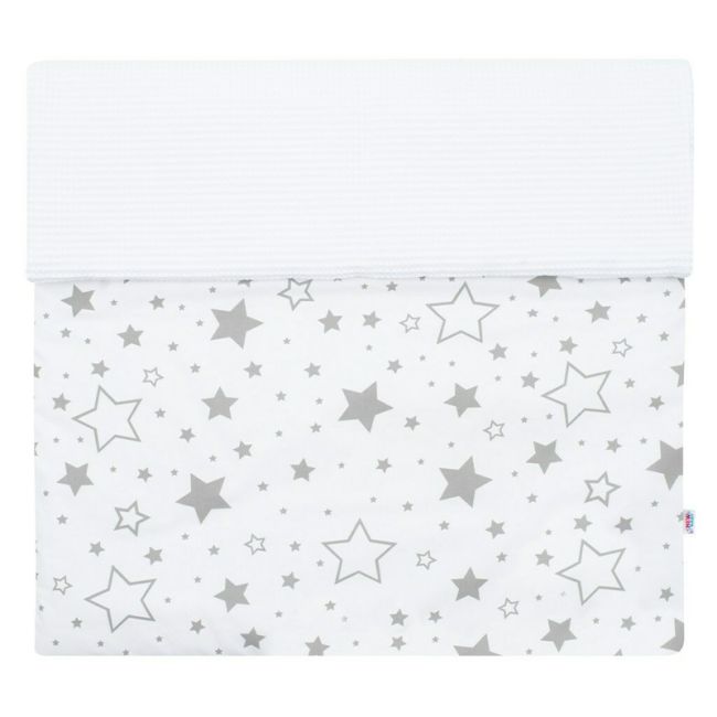 Paturica cu doua fete, Dimensiune mare 80x102 cm, Din materiale certificate Oeko Tex Standard 100, New Baby, Waffle white stars BYN43929