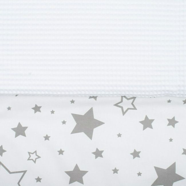 Paturica cu doua fete, Dimensiune mare 80x102 cm, Din materiale certificate Oeko Tex Standard 100, New Baby, Waffle white stars BYN43929