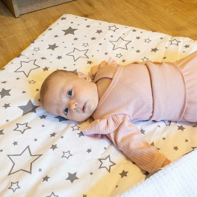 Paturica cu doua fete, Dimensiune mare 80x102 cm, Din materiale certificate Oeko Tex Standard 100, New Baby, Waffle white stars BYN43929