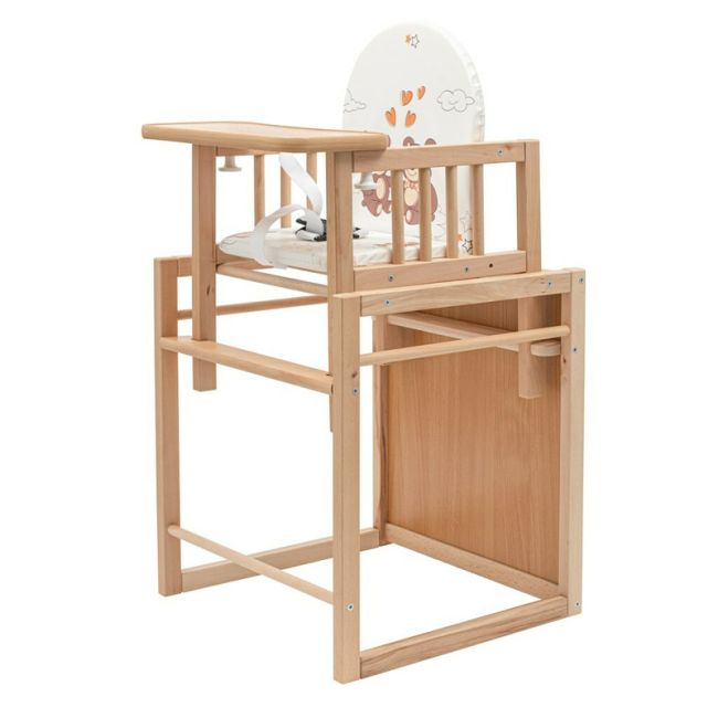 Scaun de masa, 2 in 1, Din lemn, Inaltime 93 cm, Victory Natur, New Baby BYN10585