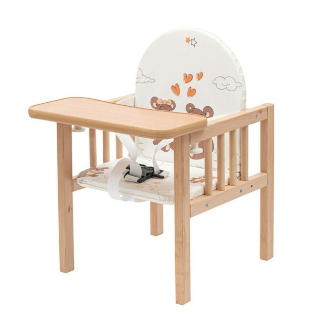 Scaun de masa, 2 in 1, Din lemn, Inaltime 93 cm, Victory Natur, New Baby BYN10585