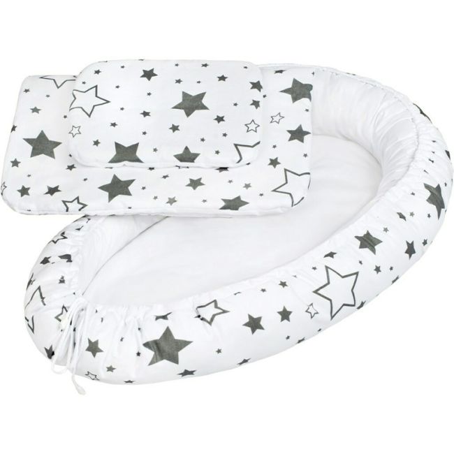 Set 3 piese, Baby Nest, Cu paturica si pernuta, New Baby, Grey stars BYN33692