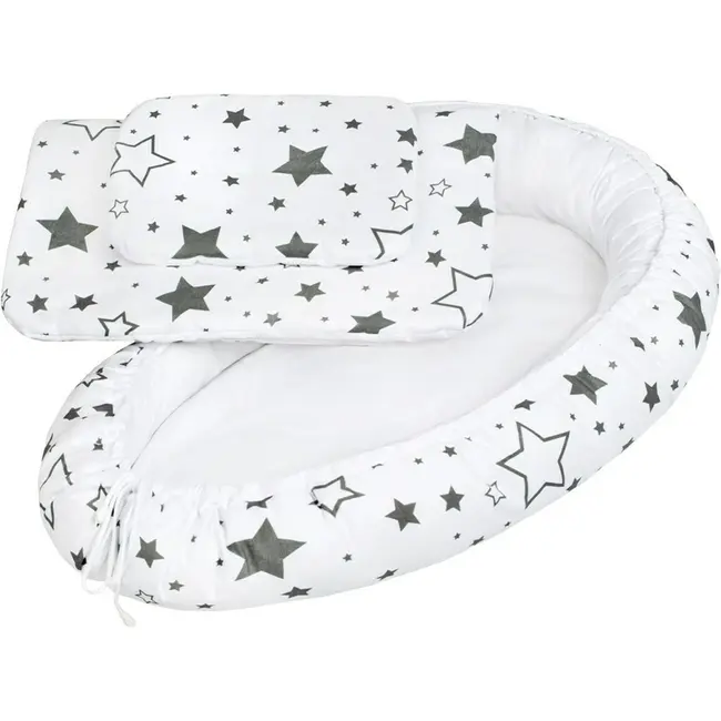 Set 3 piese, Baby Nest, Cu paturica si pernuta, New Baby, Grey stars BYN33692