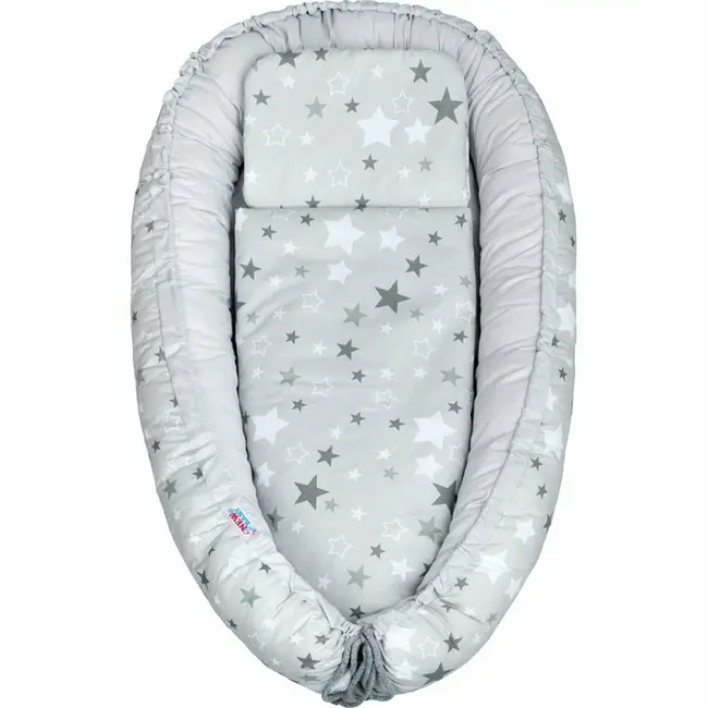 Set 3 piese, Baby Nest, Cu paturica si pernuta, New Baby, White/Grey stars BYN33099