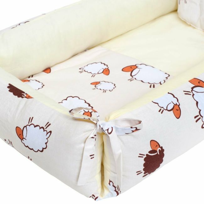 Set 3 piese, Baby Nest multifunctional, Cu paturica si pernuta cu urechi, New Baby, Sheep Beige BYN37528