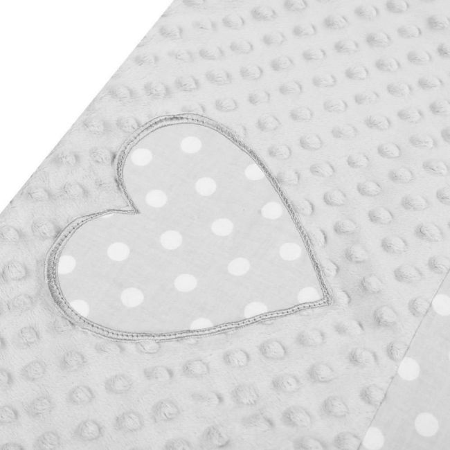 Set 3 piese Luxury, Baby Nest cu doua fete, Cu paturica si pernuta in forma de inima, New Baby, Minky Heart Grey BYN39072
