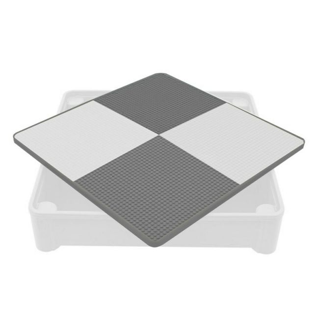 Set masuta si doua scaune pentru copii, Grey and White, Cu parte detasabila si reversibila, Partea reversibila pentru Lego Duplo, New Baby BYN49111