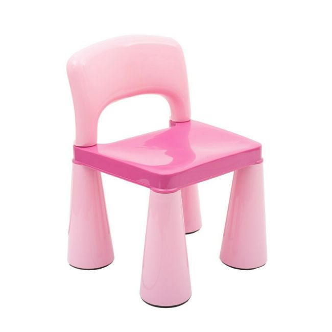 Set masuta si doua scaune pentru copii, Pink, Cu parte detasabila si reversibila, Partea reversibila pentru Lego Duplo, New Baby BYN39259