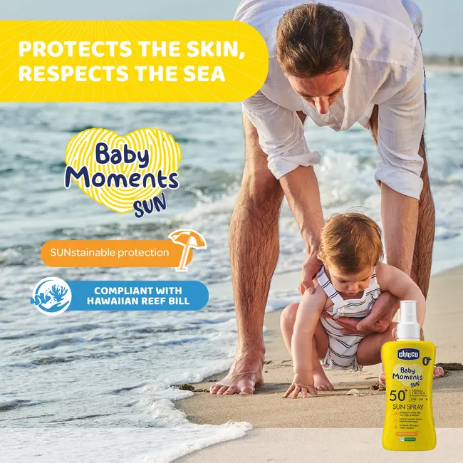 Spray protectie solara Chicco Baby Moments SPF 50+, 150 ml, 0 luni+ CHC11260-9