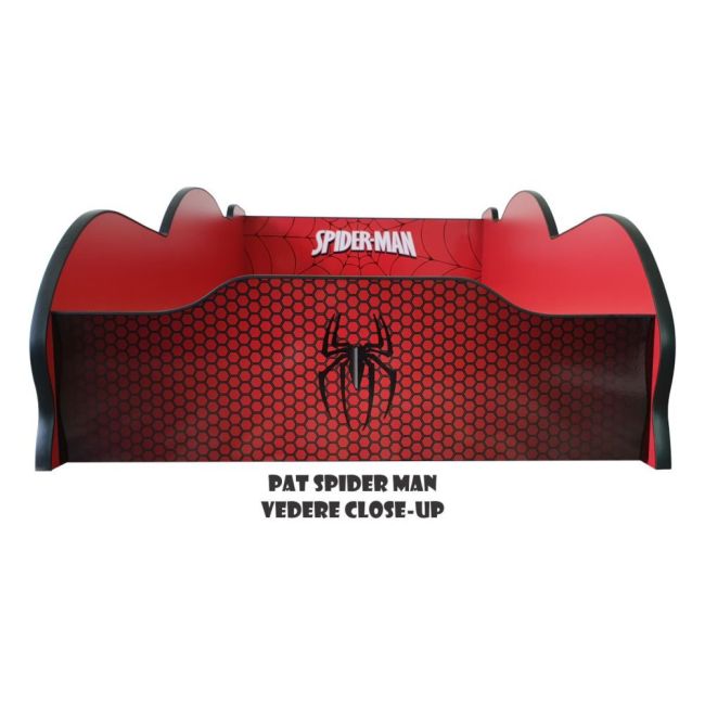 Patut Baieti 2-8 Ani Model Masina Spider Man, Saltea 140x70 Inclusa - ASC-mk-spm-70