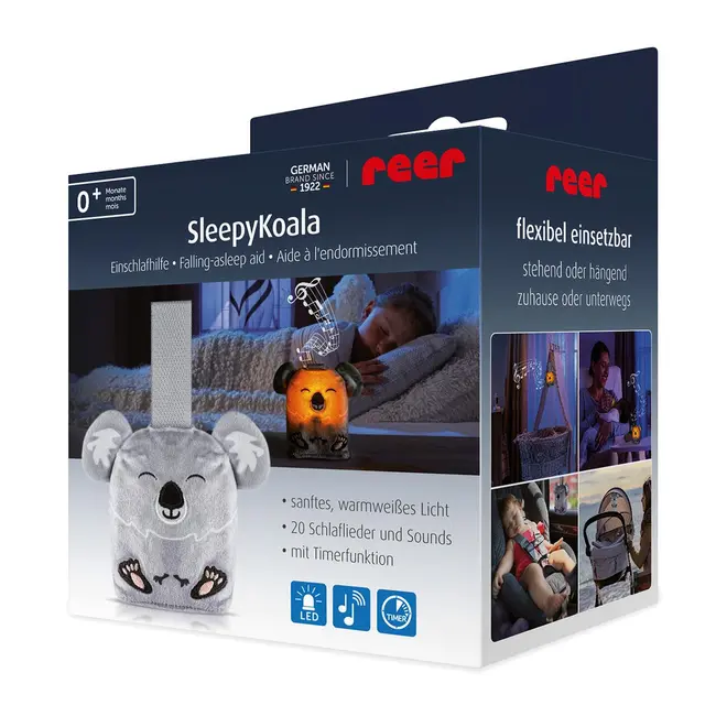 Jucarie din plus pentru somn Sleepy Koala, cu lumina de veghe si muzica pentru bebelusi, 0+ luni, Reer 52451