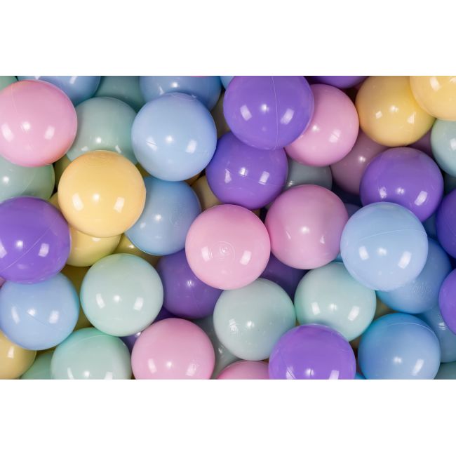Meowbaby   Set Bile Din Plastic Pentru Centru De Joaca 7cm, 200 Buc: Baby Blue   Mint   Roz Pastel   Galben Pastel   Lila Pjbzpbmpyl002