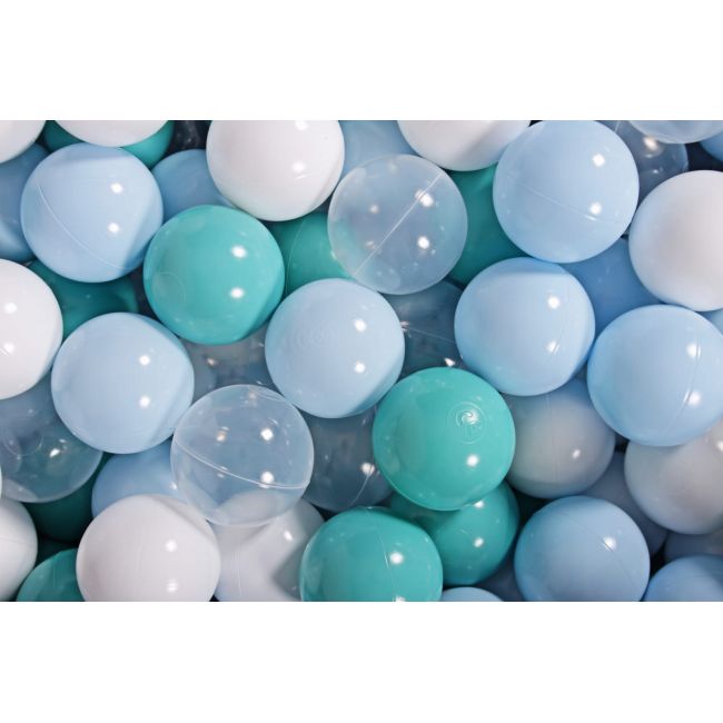 Meowbaby   Set Bile Din Plastic Pentru Centru De Joaca 7cm, 200 Buc: Baby Blue   Turcoaz   Transparent   Alb Pjbzpbl002