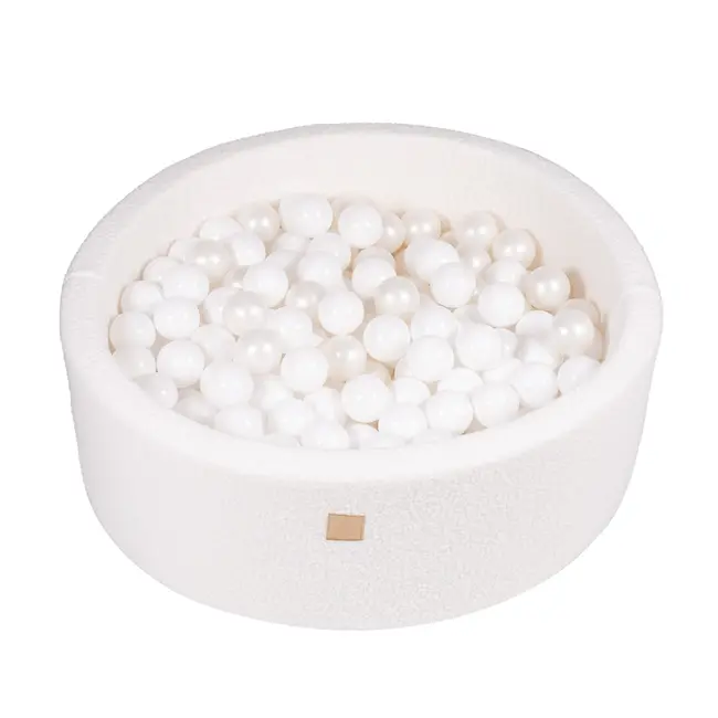 Piscina Uscata Cu 250 De Bile (alb) Meowbaby  , Tesatura Bucle, 90x30 Cm, Teddy Alb Pjbbou03003