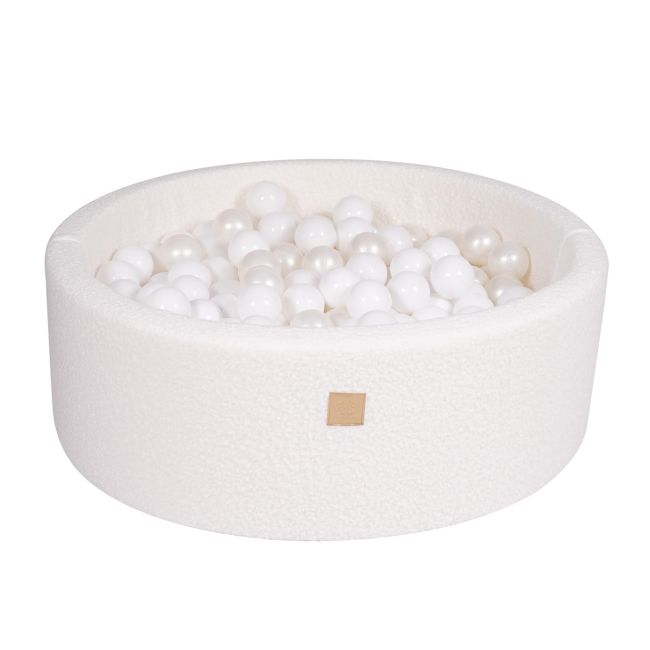 Piscina Uscata Cu 250 De Bile (alb) Meowbaby  , Tesatura Bucle, 90x30 Cm, Teddy Alb Pjbbou03003