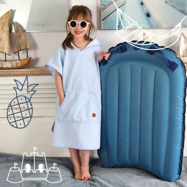 Qmini - Poncho baie, Cu gluga, buzunar si urechi, Materiale certificate Oeko Tex Standard 100, 1 - 4 ani, Heather BYN6426972019552