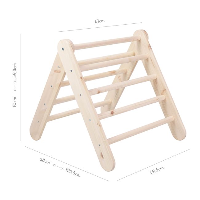 Scara Din Lemn Pentru Copii - Triunghi De Catarare Tip Pikler Montessori, Natural, Meowbaby Pjbwtd003