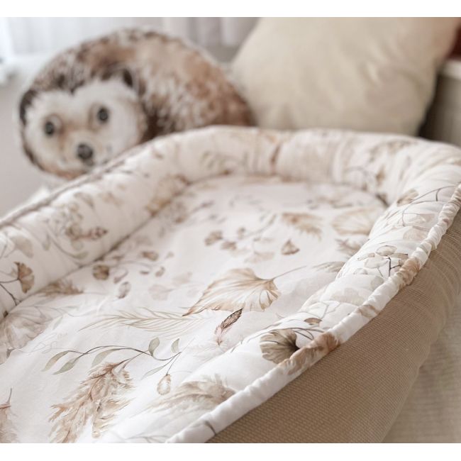 Suport De Dormit Babynest Premium Bumbac Si Catifea Goose Family - Vintage Beige By Babysteps, 89x56 Cm Pjb603033