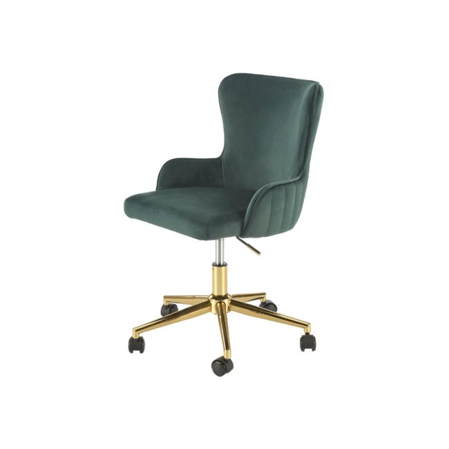 Scaun birou din catifea hm timoteo, baza cromata aurie, rotire 360 ˚, 100 kg, verde drm10135
