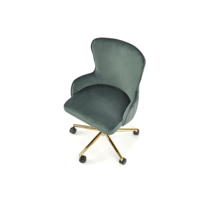 Scaun birou din catifea hm timoteo, baza cromata aurie, rotire 360 ˚, 100 kg, verde drm10135