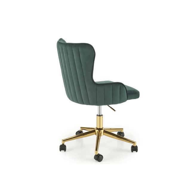 Scaun birou din catifea hm timoteo, baza cromata aurie, rotire 360 ˚, 100 kg, verde drm10135
