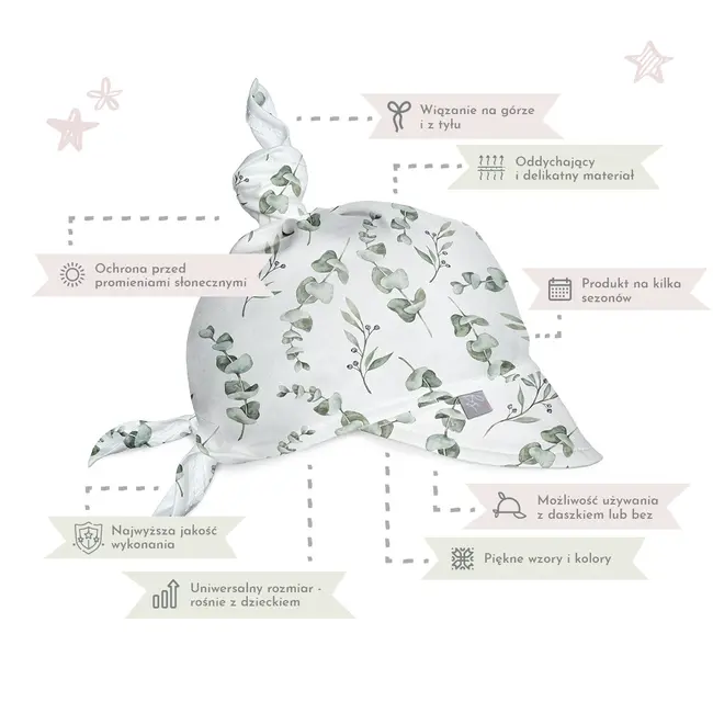 Sepcuta De Soare 6 Luni - 6 Ani Reglabila Din Bambus Cu Cozoroc Pentru Protectie, Eucalipt Pjb483540