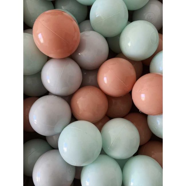 Set 200 Bile din Plastic Colorate, 7 cm Flumi FM3302911 BBJFM3302911_Verde Menta/Gri Deschis/Piersica