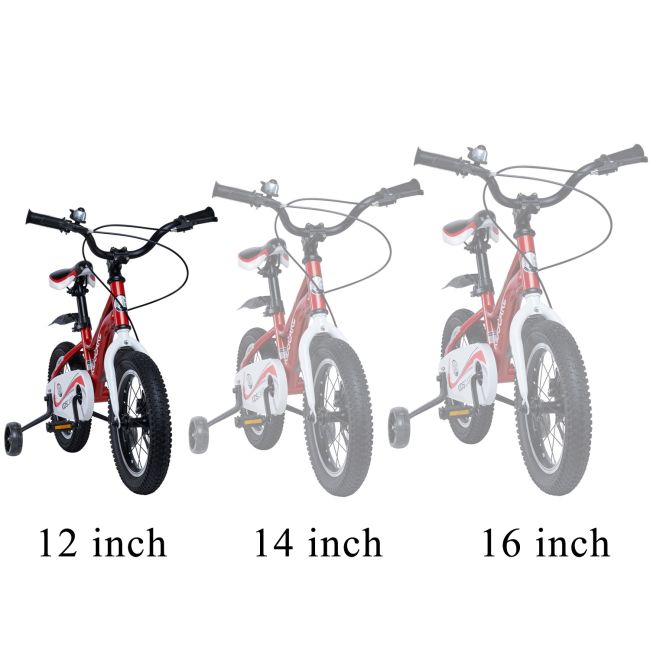 Bicicleta pentru copii 2-4 ani HappyCycles KidsCare, roti 12 inch, cu roti ajutatoare si frane pe disc, rosu SUPKC_HC12-red