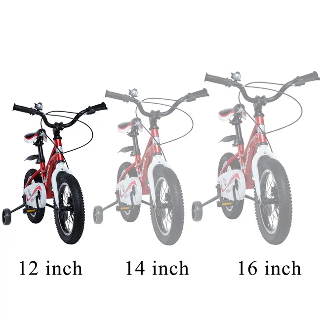 Bicicleta pentru copii 2-4 ani HappyCycles KidsCare, roti 12 inch, cu roti ajutatoare si frane pe disc, rosu SUPKC_HC12-red