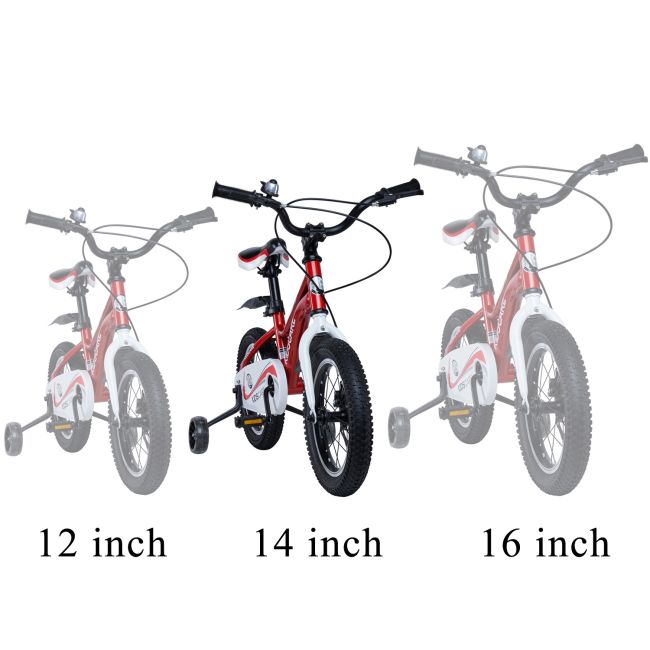 Bicicleta pentru copii 3-6 ani HappyCycles KidsCare, roti 14 inch, cu roti ajutatoare si frane pe disc, rosu SUPKC_HC14-red