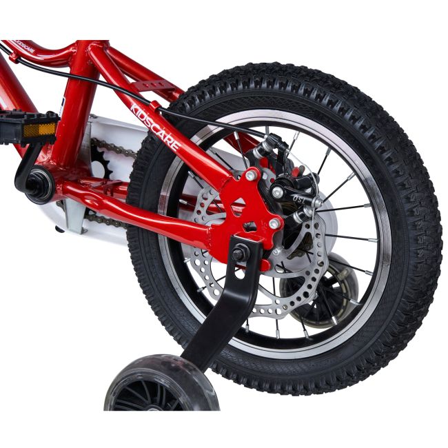 Bicicleta pentru copii 3-6 ani HappyCycles KidsCare, roti 14 inch, cu roti ajutatoare si frane pe disc, rosu SUPKC_HC14-red