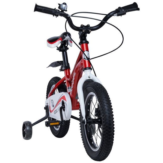 Bicicleta pentru copii 3-6 ani HappyCycles KidsCare, roti 14 inch, cu roti ajutatoare si frane pe disc, rosu SUPKC_HC14-red