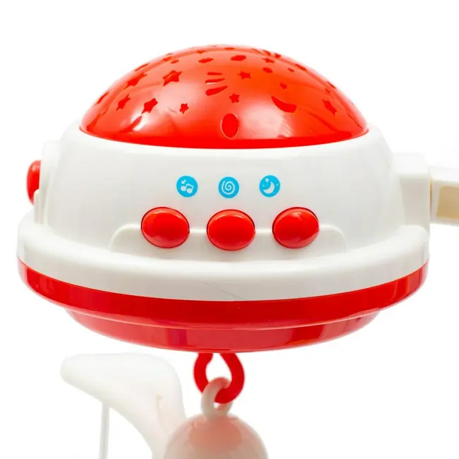 Carusel muzical pentru patut bebelusi, Cu proiectii, Cu melodii si sunete ale naturii, Cu 11 jucarii, Baby Mix, Red BYN37046