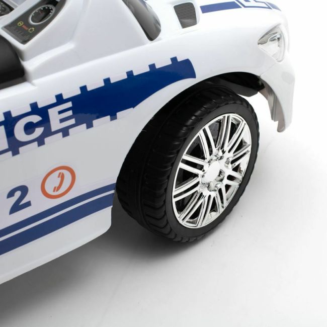 Masinuta de impins Police, Cu maner de impins detasabil, Cu protectii laterale, Cu melodii si claxon, Cu suport jucarii sub sezut, Baby Mix BYN45827