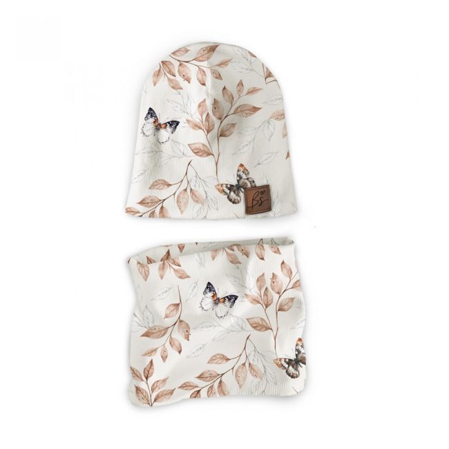 Set Caciula Si Fular Tip Guler, Butterfly, Xs - Circumferinta Capului 36-42 Cm By Babysteps Pjb603552