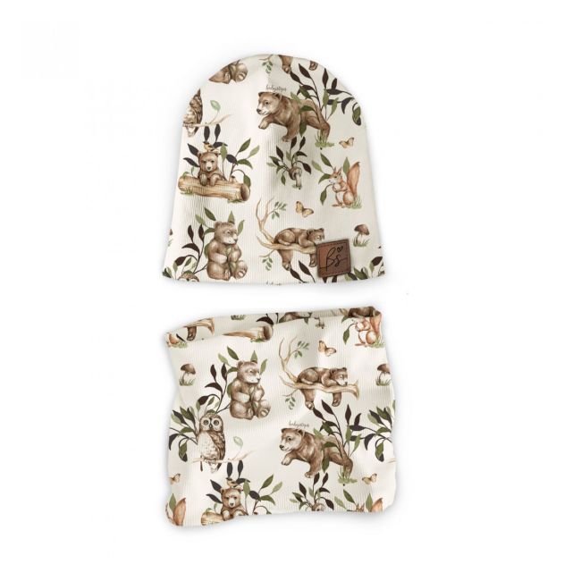 Set Caciula Si Fular Tip Guler, Happy Bear, Xs - Circumferinta Capului 36-42 Cm By Babysteps Pjb603699