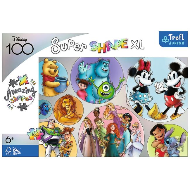 PUZZLE TREFL PRIMO SUPER SHAPE XXL 160 DISNEY 100 LUMEA DISNEY VIV50033