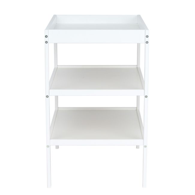 Qmini - Masuta de schimbat, Cu 2 polite pentru depozitare, Potrivita pentru saltelute de infasat de 70x50 cm, Inaltime 86 cm, Alb BYNQM-CHANGING_TABLE_WHITE
