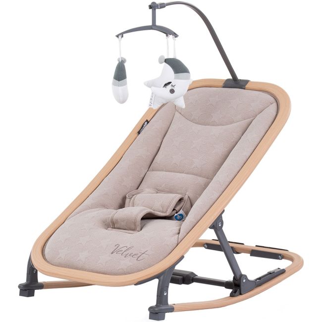 Scaunel balansoar chipolino velvet sand wood hubshevl02302sa