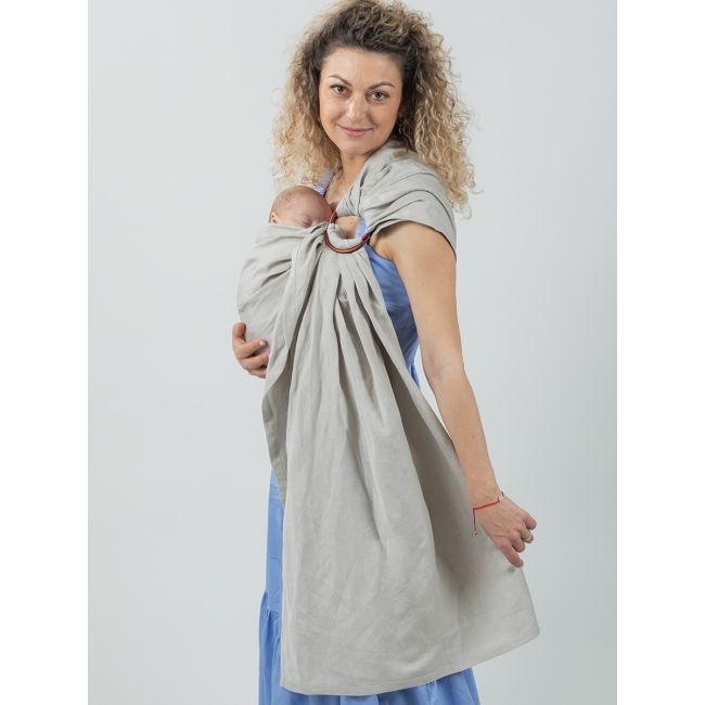 Sling cu inele isara silver grey bamboo linen