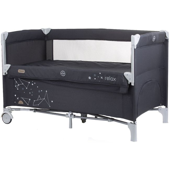 Patut pliabil chipolino relax ebony linen cu laterala culisanta hubkosire231el