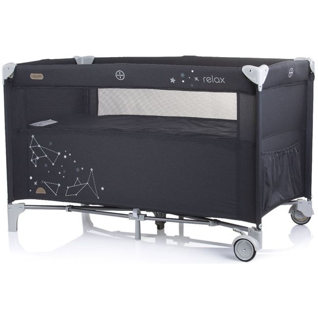 Patut pliabil chipolino relax ebony linen cu laterala culisanta hubkosire231el
