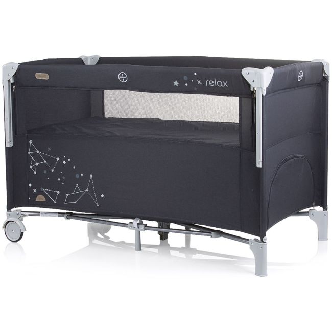 Patut pliabil chipolino relax ebony linen cu laterala culisanta hubkosire231el